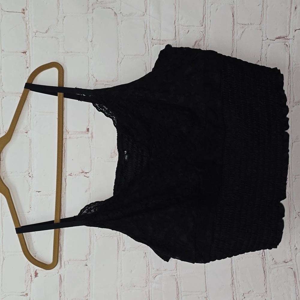 Torrid Lace Print Smocked Crop Top Black Womens Size 4x NWOT - Picture 1 of 12